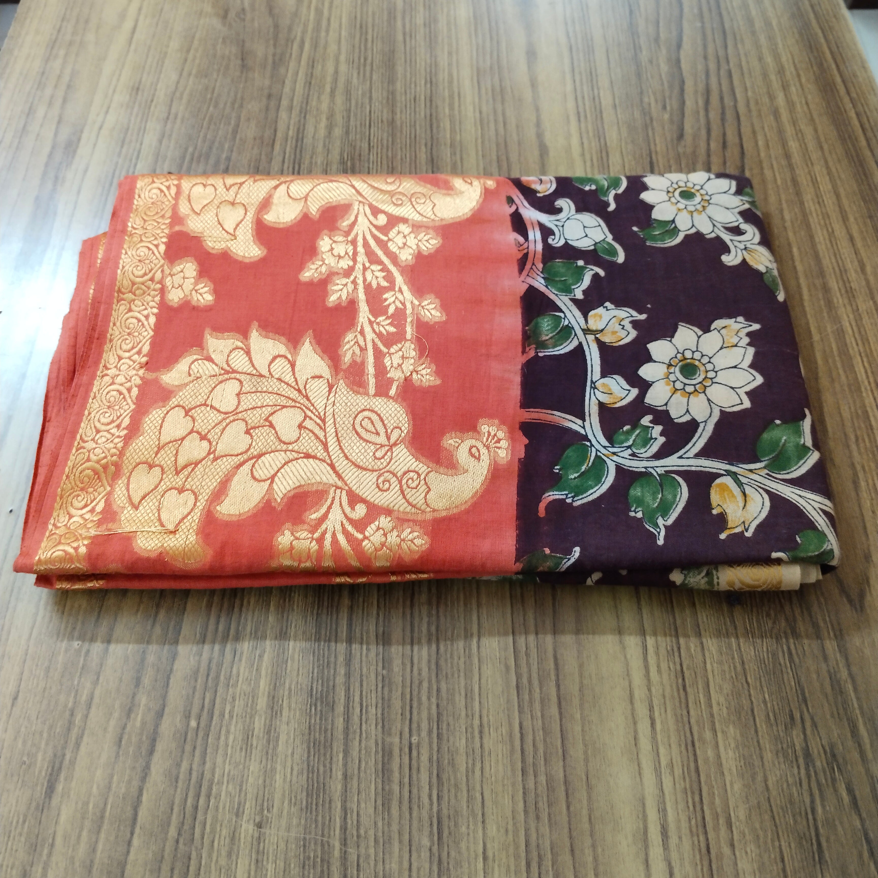 Pure Mulmul Cotton, Kalamkari Print Saree